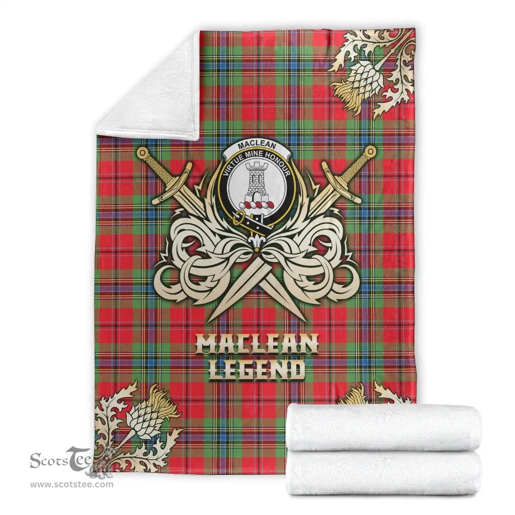 Scottish Premium Blanket MacLean of Duart Modern Clan Tartan Blanket - Gold Courage Style Scottish Plaid Tartan Plaid