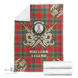 Scottish Premium Blanket MacLean of Duart Modern Clan Tartan Blanket - Gold Courage Style Scottish Plaid Tartan Plaid