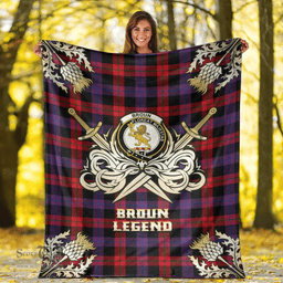 Scottish Premium Blanket Broun Modern Clan Tartan Blanket - Gold Courage Style Scottish Plaid Tartan Plaid