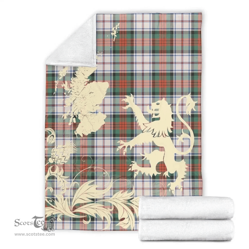 Scottish MacDuff Dress Ancient Clan Tartan Blanket -  Lion Thistle Map Style Scottish Plaid Tartan Plaid
