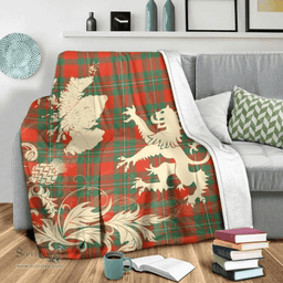 Scottish MacGregor Ancient Clan Tartan Blanket -  Lion Thistle Map Style Scottish Plaid Tartan Plaid
