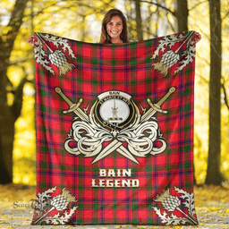 Scottish Premium Blanket Bain Clan Tartan Blanket - Gold Courage Style Scottish Plaid Tartan Plaid