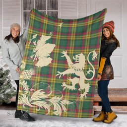 Scottish MacMillan Old Ancient Clan Tartan Blanket -  Lion Thistle Map Style Scottish Plaid Tartan Plaid