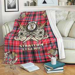 Scottish Premium Blanket Straiton Clan Tartan Blanket - Gold Courage Style Scottish Plaid Tartan Plaid