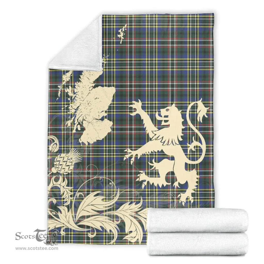 Scottish SCOTT GREEN MODERN Clan Tartan Blanket -  Lion Thistle Map Style Scottish Plaid Tartan Plaid