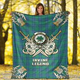Scottish Premium Blanket Irvine Ancient Clan Tartan Blanket - Gold Courage Style Scottish Plaid Tartan Plaid
