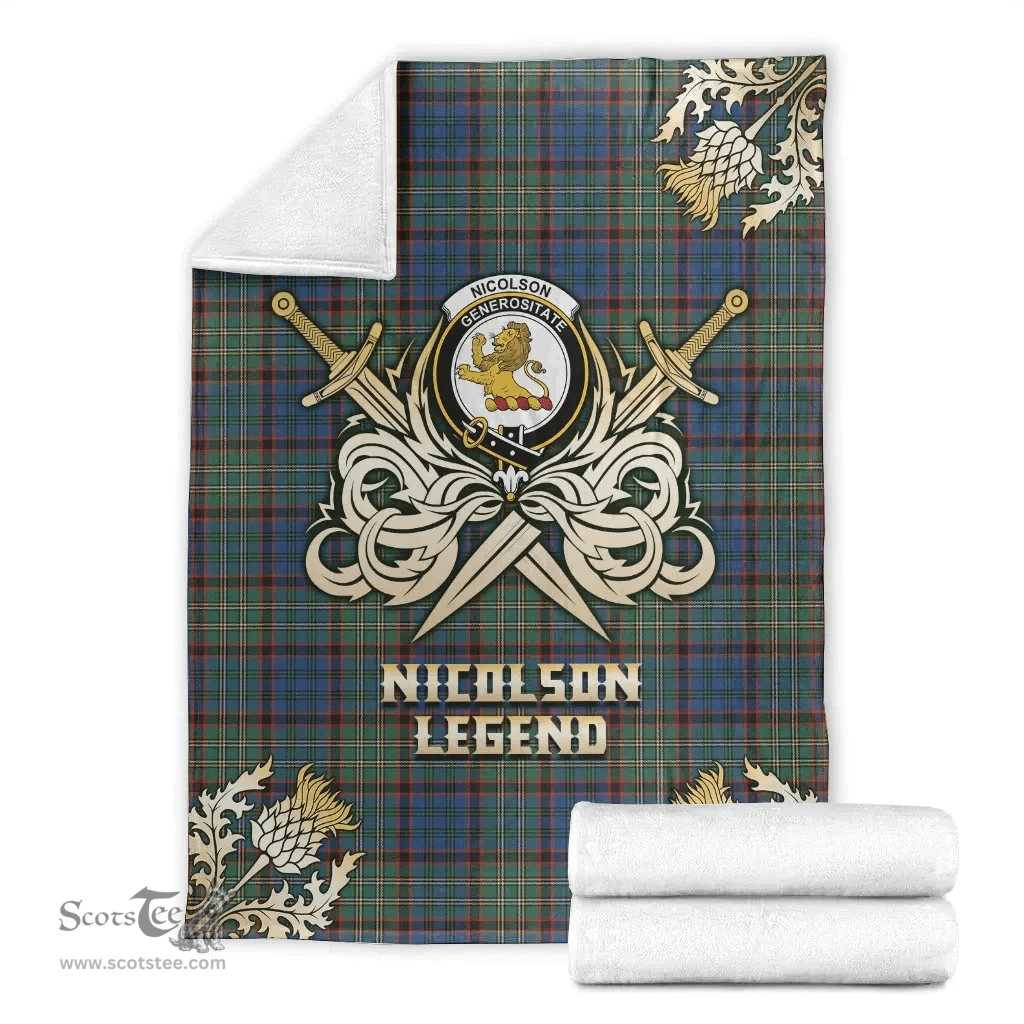 Scottish Premium Blanket Nicolson Hunting Ancient Clan Tartan Blanket - Gold Courage Style Scottish Plaid Tartan Plaid