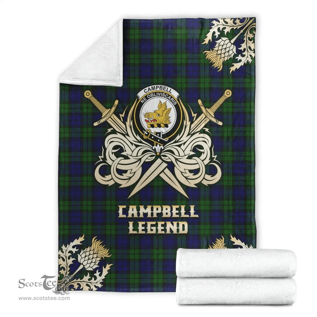 Scottish Premium Blanket Campbell Modern Clan Tartan Blanket - Gold Courage Style Scottish Plaid Tartan Plaid