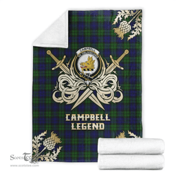 Scottish Premium Blanket Campbell Modern Clan Tartan Blanket - Gold Courage Style Scottish Plaid Tartan Plaid
