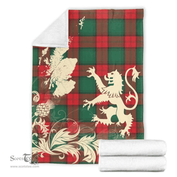 Scottish Stewart Atholl Modern Clan Tartan Blanket -  Lion Thistle Map Style Scottish Plaid Tartan Plaid