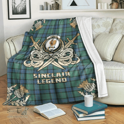 Scottish Premium Blanket Sinclair Hunting Ancient Clan Tartan Blanket - Gold Courage Style Scottish Plaid Tartan Plaid