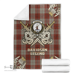 Scottish Premium Blanket Davidson Dress Dancers Clan Tartan Blanket - Gold Courage Style Scottish Plaid Tartan Plaid