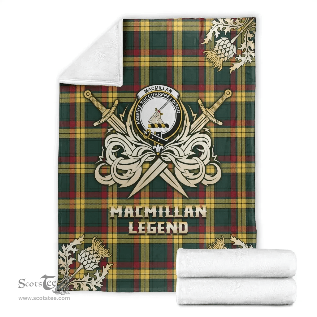Scottish Premium Blanket MacMillan Old Modern Clan Tartan Blanket - Gold Courage Style Scottish Plaid Tartan Plaid