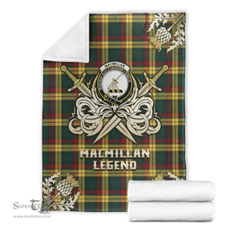 Scottish Premium Blanket MacMillan Old Modern Clan Tartan Blanket - Gold Courage Style Scottish Plaid Tartan Plaid