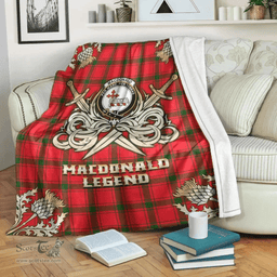 Scottish Premium Blanket MacDonald of Sleat Clan Tartan Blanket - Gold Courage Style Scottish Plaid Tartan Plaid