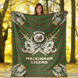 Scottish Premium Blanket MacKinnon Hunting Modern Clan Tartan Blanket - Gold Courage Style Scottish Plaid Tartan Plaid