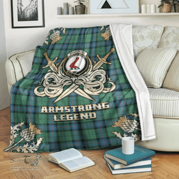 Scottish Premium Blanket Armstrong Ancient Clan Tartan Blanket - Gold Courage Style Scottish Plaid Tartan Plaid