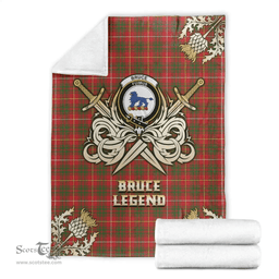 Scottish Premium Blanket Bruce Modern Clan Tartan Blanket - Gold Courage Style Scottish Plaid Tartan Plaid