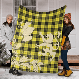 Scottish MacLeod of Lewis Modern Clan Tartan Blanket -  Lion Thistle Map Style Scottish Plaid Tartan Plaid