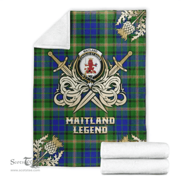 Scottish Premium Blanket Maitland Clan Tartan Blanket - Gold Courage Style Scottish Plaid Tartan Plaid