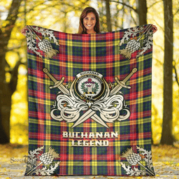 Scottish Premium Blanket Buchanan Modern Clan Tartan Blanket - Gold Courage Style Scottish Plaid Tartan Plaid