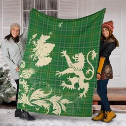 Scottish Wexford County Clan Tartan Blanket -  Lion Thistle Map Style Scottish Plaid Tartan Plaid