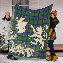 Scottish Paterson Clan Tartan Blanket -  Lion Thistle Map Style Scottish Plaid Tartan Plaid