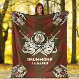 Scottish Premium Blanket Drummond Clan Clan Tartan Blanket - Gold Courage Style Scottish Plaid Tartan Plaid