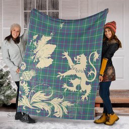 Scottish Inglis Ancient Clan Tartan Blanket -  Lion Thistle Map Style Scottish Plaid Tartan Plaid
