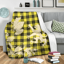 Scottish MacLeod of Lewis Modern Clan Tartan Blanket -  Lion Thistle Map Style Scottish Plaid Tartan Plaid