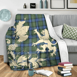 Scottish MacLaren Ancient Clan Tartan Blanket -  Lion Thistle Map Style Scottish Plaid Tartan Plaid