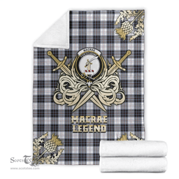 Scottish Premium Blanket MacRae Dress Modern Clan Tartan Blanket - Gold Courage Style Scottish Plaid Tartan Plaid