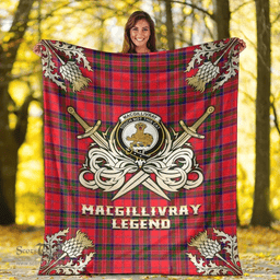 Scottish Premium Blanket MacGillivray Modern Clan Tartan Blanket - Gold Courage Style Scottish Plaid Tartan Plaid