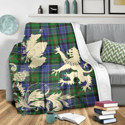 Scottish Paterson Clan Tartan Blanket -  Lion Thistle Map Style Scottish Plaid Tartan Plaid