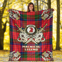 Scottish Premium Blanket MacNicol of Scorrybreac Clan Tartan Blanket - Gold Courage Style Scottish Plaid Tartan Plaid