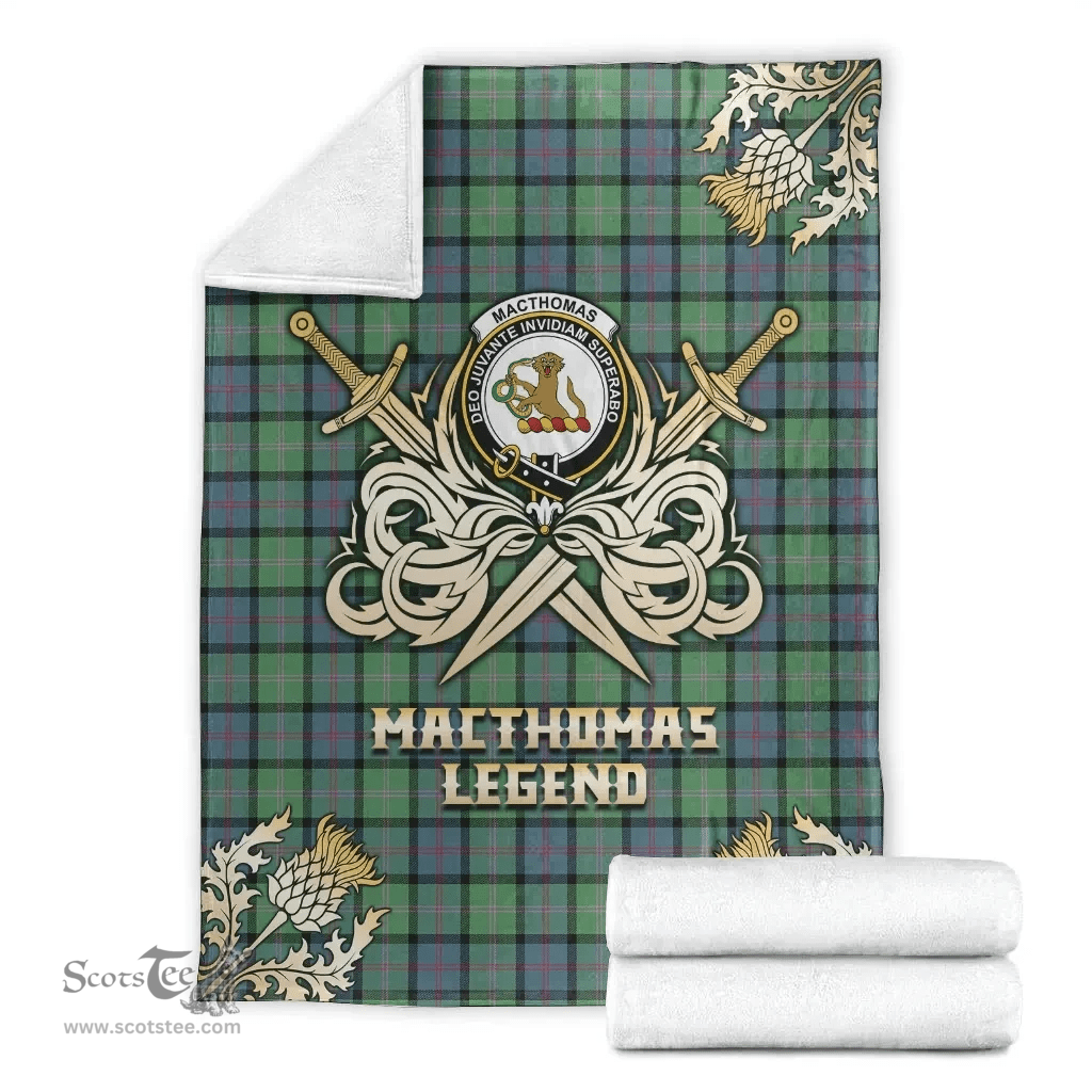 Scottish Premium Blanket MacThomas Ancient Clan Tartan Blanket - Gold Courage Style Scottish Plaid Tartan Plaid