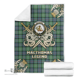Scottish Premium Blanket MacThomas Ancient Clan Tartan Blanket - Gold Courage Style Scottish Plaid Tartan Plaid