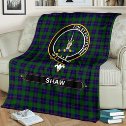 Scottish Shaw (of Tordarroch) Clan Tartan Blanket - Crest Classic Scottish Plaid Tartan Plaid