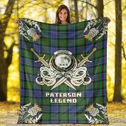 Scottish Premium Blanket Paterson Clan Tartan Blanket - Gold Courage Style Scottish Plaid Tartan Plaid