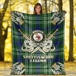 Scottish Premium Blanket Spottiswood Clan Tartan Blanket - Gold Courage Style Scottish Plaid Tartan Plaid
