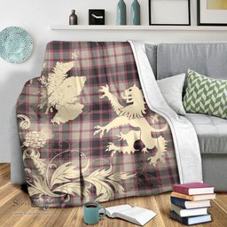 Scottish MacPherson Hunting Ancient Clan Tartan Blanket -  Lion Thistle Map Style Scottish Plaid Tartan Plaid
