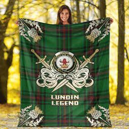 Scottish Premium Blanket Lundin Clan Tartan Blanket - Gold Courage Style Scottish Plaid Tartan Plaid