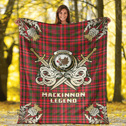 Scottish Premium Blanket MacKinnon Modern Clan Tartan Blanket - Gold Courage Style Scottish Plaid Tartan Plaid