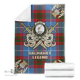 Scottish Premium Blanket Dalmahoy Clan Tartan Blanket - Gold Courage Style Scottish Plaid Tartan Plaid