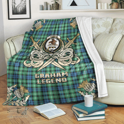 Scottish Premium Blanket Graham of Montrose Ancient Clan Tartan Blanket - Gold Courage Style Scottish Plaid Tartan Plaid