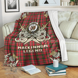 Scottish Premium Blanket MacKinnon Modern Clan Tartan Blanket - Gold Courage Style Scottish Plaid Tartan Plaid