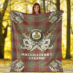 Scottish Premium Blanket MacGillivray Hunting Ancient Clan Tartan Blanket - Gold Courage Style Scottish Plaid Tartan Plaid