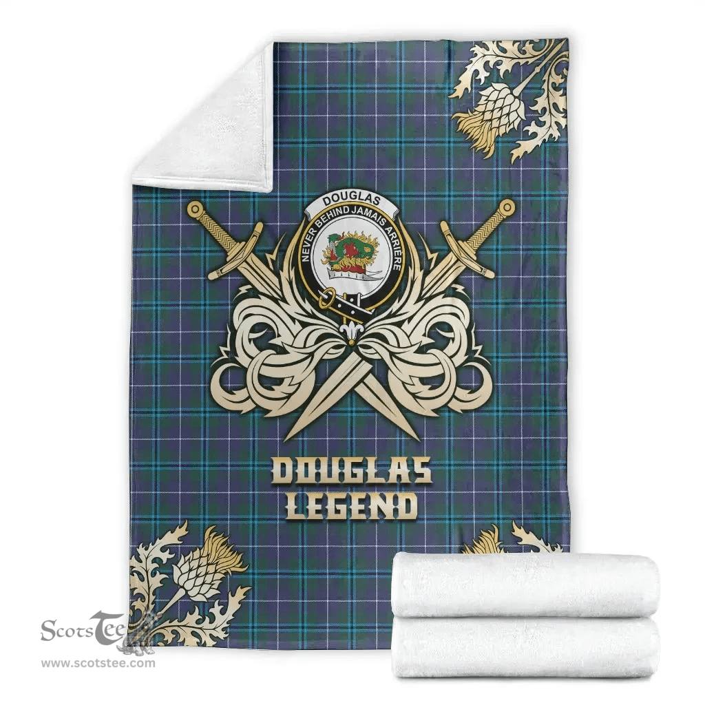 Scottish Premium Blanket Douglas Modern Clan Tartan Blanket - Gold Courage Style Scottish Plaid Tartan Plaid