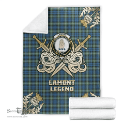 Scottish Premium Blanket Lamont Ancient Clan Tartan Blanket - Gold Courage Style Scottish Plaid Tartan Plaid