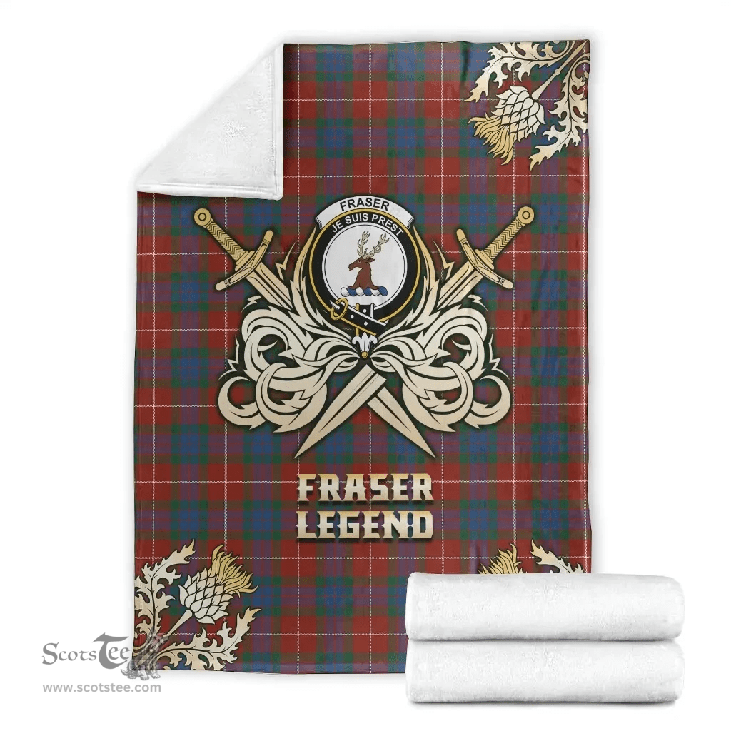 Scottish Premium Blanket Fraser Ancient Clan Tartan Blanket - Gold Courage Style Scottish Plaid Tartan Plaid